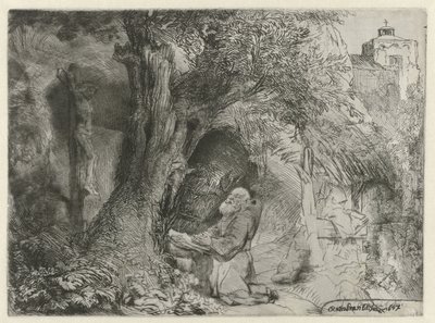San Francesco sotto un albero, in preghiera da Rembrandt van Rijn