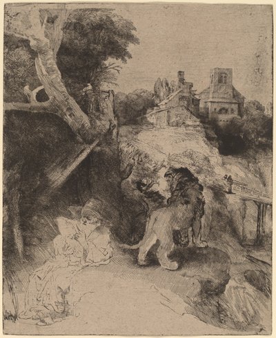 San Girolamo che legge in un paesaggio italiano da Rembrandt van Rijn