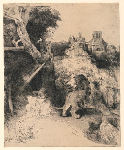 San Girolamo che legge in un paesaggio italiano da Rembrandt van Rijn