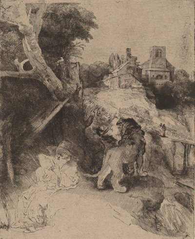 San Girolamo che legge in un paesaggio italiano da Rembrandt van Rijn