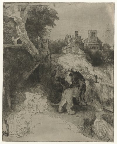 San Girolamo che legge in un paesaggio italiano da Rembrandt van Rijn