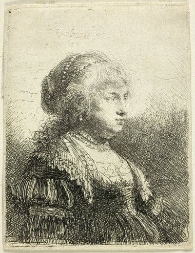 Saskia con Perle nei Capelli da Rembrandt van Rijn