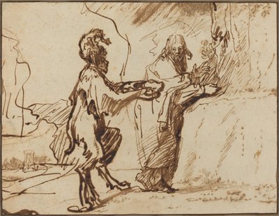 Satana tenta Cristo di trasformare le pietre in pane da Rembrandt van Rijn