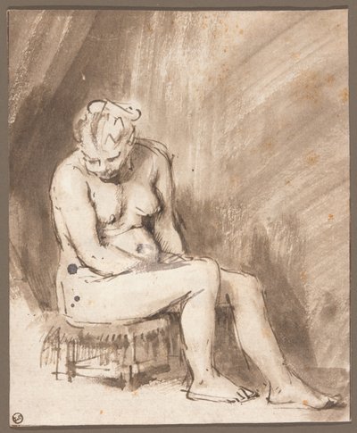 Nudo femminile seduto da Rembrandt van Rijn