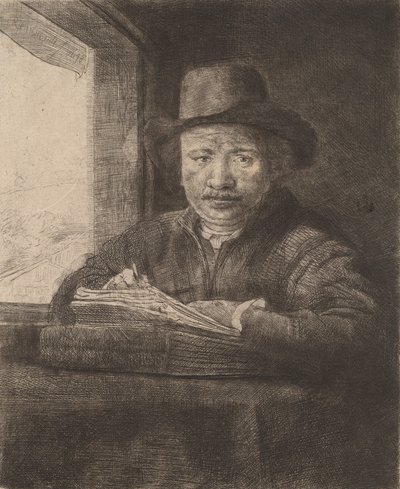 Autoritratto Disegnando alla Finestra da Rembrandt van Rijn