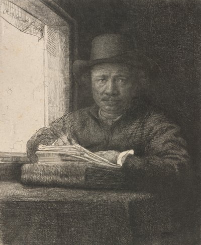 Autoritratto che disegna alla finestra, 1648 da Rembrandt van Rijn