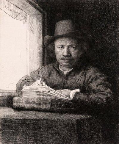 Autoritratto disegnando alla finestra di Rembrandt van Rijn da Rembrandt van Rijn