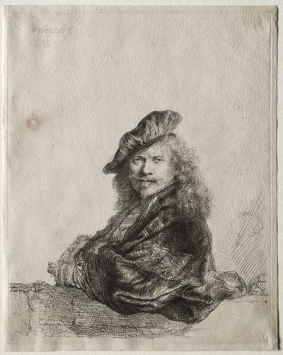 Autoritratto appoggiato a un davanzale di pietra, 1639 da Rembrandt van Rijn