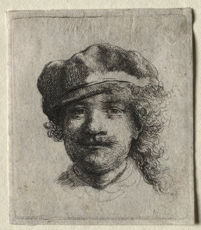 Autoritratto con berretto morbido: viso intero, solo testa da Rembrandt van Rijn