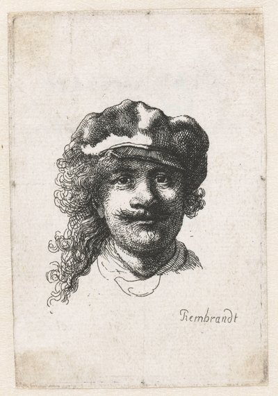 Autoritratto con berretto morbido: volto intero, solo testa da Rembrandt van Rijn