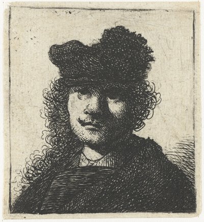 Autoritratto con berretto e mantello scuro: busto, ca 1631 da Rembrandt van Rijn