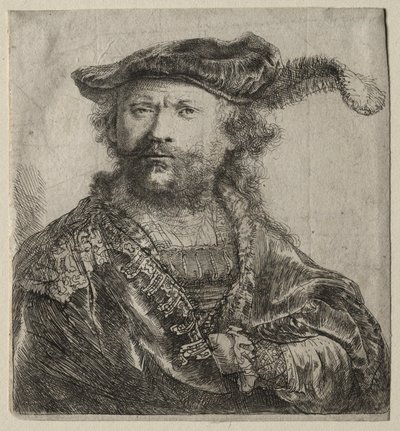 Autoritratto con Berretto di Velluto e Piuma, 1638 da Rembrandt van Rijn