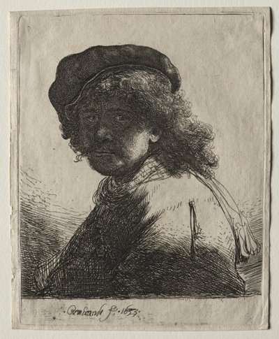 Autoritratto con berretto e sciarpa con il viso scuro: Busto da Rembrandt van Rijn