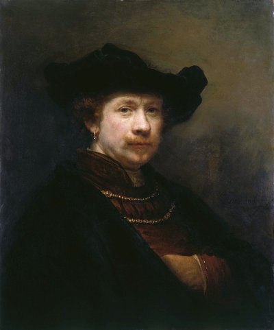 Autoritratto con berretto piatto, 1642 da Rembrandt van Rijn