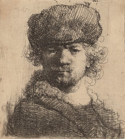 Autoritratto con un pesante cappello di pelliccia da Rembrandt van Rijn