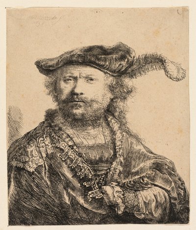 Autoritratto con Berretto di Velluto e Piuma da Rembrandt van Rijn