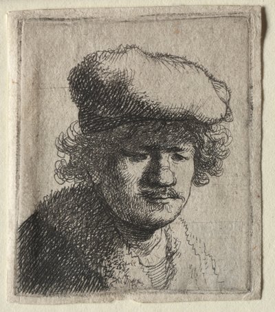 Autoritratto con cappello tirato in avanti da Rembrandt van Rijn