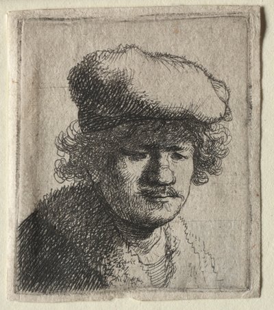 Autoritratto con cappello tirato in avanti, c. 1631 da Rembrandt van Rijn