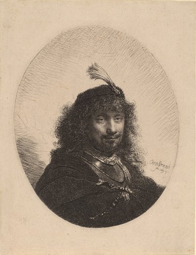 Autoritratto con cappello piumato e sciabola abbassata da Rembrandt van Rijn