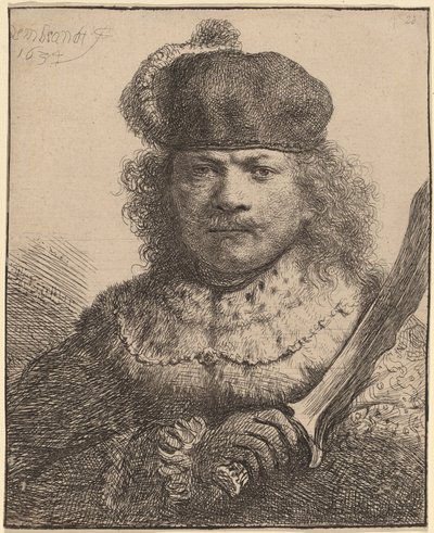 Autoritratto con sciabola alzata da Rembrandt van Rijn