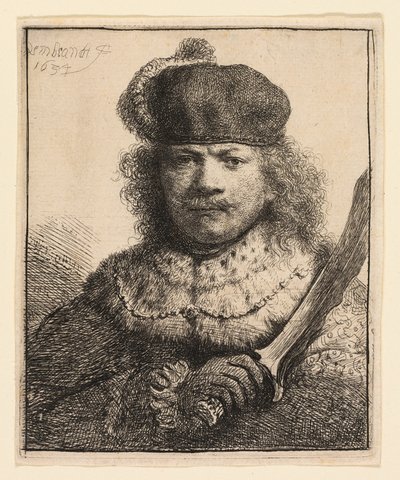 Autoritratto con sciabola alzata da Rembrandt van Rijn