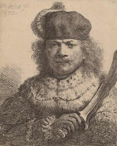 Autoritratto con sciabola alzata, 1634 da Rembrandt van Rijn