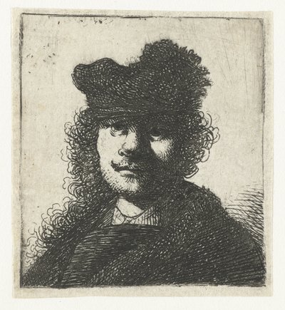 Autoritratto con berretto e mantello scuro: busto da Rembrandt van Rijn