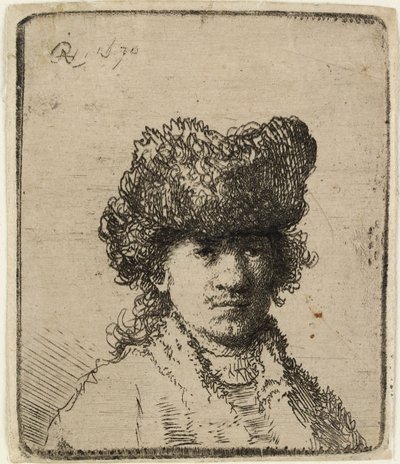 Autoritratto con cappello di pelliccia: busto da Rembrandt van Rijn