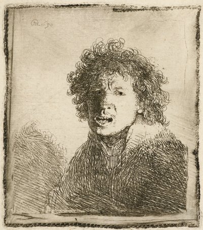 Autoritratto a bocca aperta, come se stesse urlando: busto da Rembrandt van Rijn