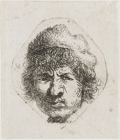 Autoritratto accigliato, ca 1631 da Rembrandt van Rijn