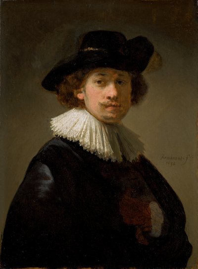 Autoritratto con colletto e cappello nero, 1632 da Rembrandt van Rijn
