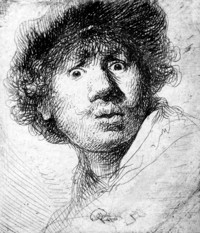 Autoritratto, 1630 (acquaforte) da Rembrandt van Rijn