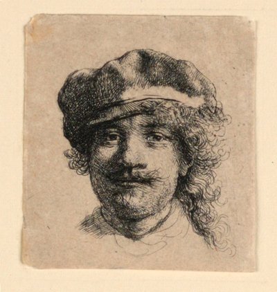 Autoritratto con berretto morbido: viso intero, solo testa da Rembrandt van Rijn
