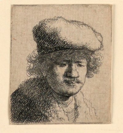 Autoritratto con Cappello Tirato in Avanti da Rembrandt van Rijn