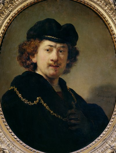 Autoritratto con cappello e catena d
