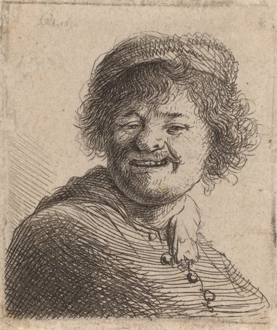 Autoritratto con cappello che ride, 1630 da Rembrandt van Rijn