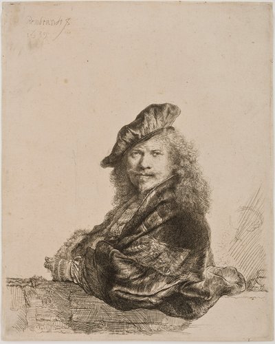 Autoritratto appoggiato a un davanzale, 1639 da Rembrandt van Rijn