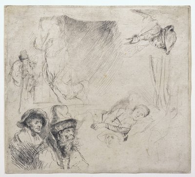 Foglio di studi (con una donna malata a letto) da Rembrandt van Rijn