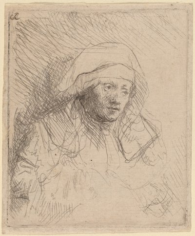 Donna malata con un grande copricapo bianco (Saskia) da Rembrandt van Rijn