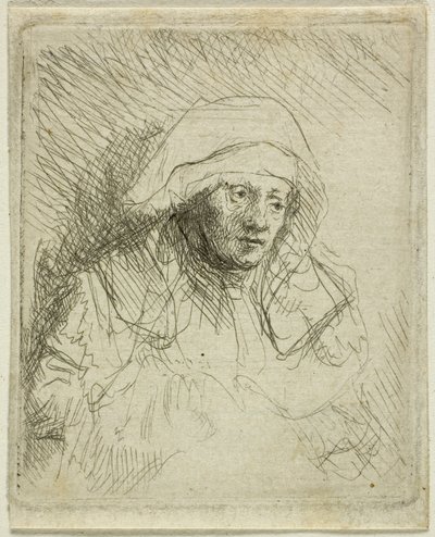 Donna malata con grande copricapo bianco (Saskia) da Rembrandt van Rijn