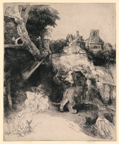 San Girolamo che legge in un paesaggio italiano da Rembrandt van Rijn