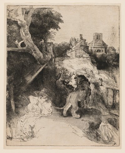 San Girolamo che legge in un paesaggio italiano da Rembrandt van Rijn