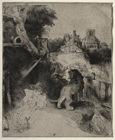 San Girolamo che legge in un paesaggio italiano da Rembrandt van Rijn