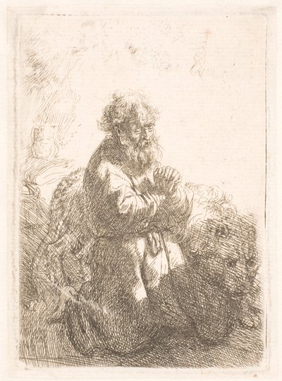 San Girolamo in preghiera, guardando in basso da Rembrandt van Rijn