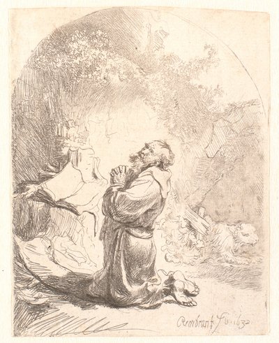 San Girolamo in preghiera da Rembrandt van Rijn