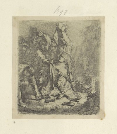 Lapidazione di Stefano (serie Recueil de quatre-vingt-cinq estampes originales) da Rembrandt van Rijn