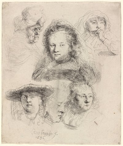 Studi sulla testa di Saskia e altri da Rembrandt van Rijn