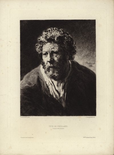 Tete de Viellard di Rembrandt Harmenszoon van Rijn. Inciso da Jules Jacquemart, 1877 da Rembrandt van Rijn