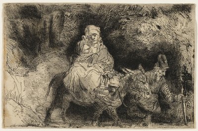 La fuga in Egitto: Attraversamento di un ruscello da Rembrandt van Rijn