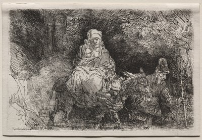 La fuga in Egitto: attraversamento di un ruscello, 1654 da Rembrandt van Rijn